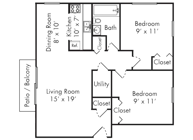 Two Bedroom Apartment Floorplan 2 Bedroom Bluffton IN Apartment