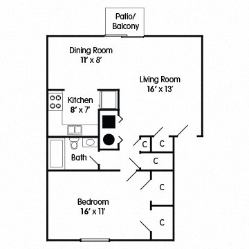 1 Bedroom Apartment – Hope Floor Plan 1
