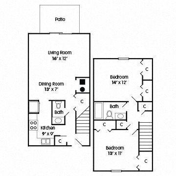 2 Bedroom Townhome – Dedication Floor Plan 3