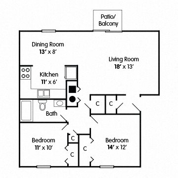 2 Bedroom Apartment – Optimism Floor Plan 2