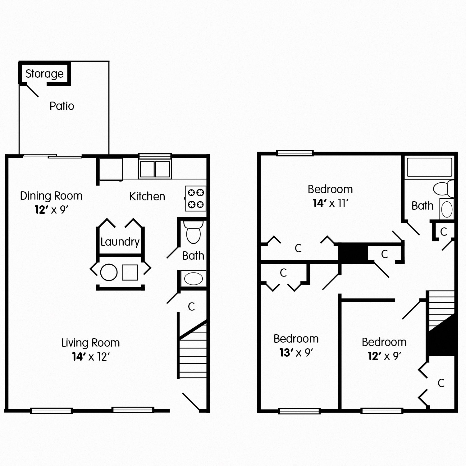 Three Bedroom Townhome Floor Plan 3