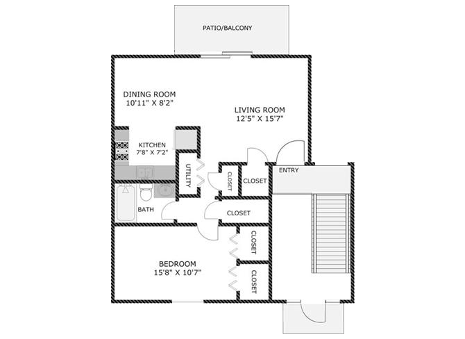 One Bedroom Apartment Floor Plan 1