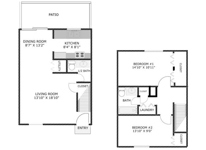 Two Bedroom Townhome Floor Plan 3