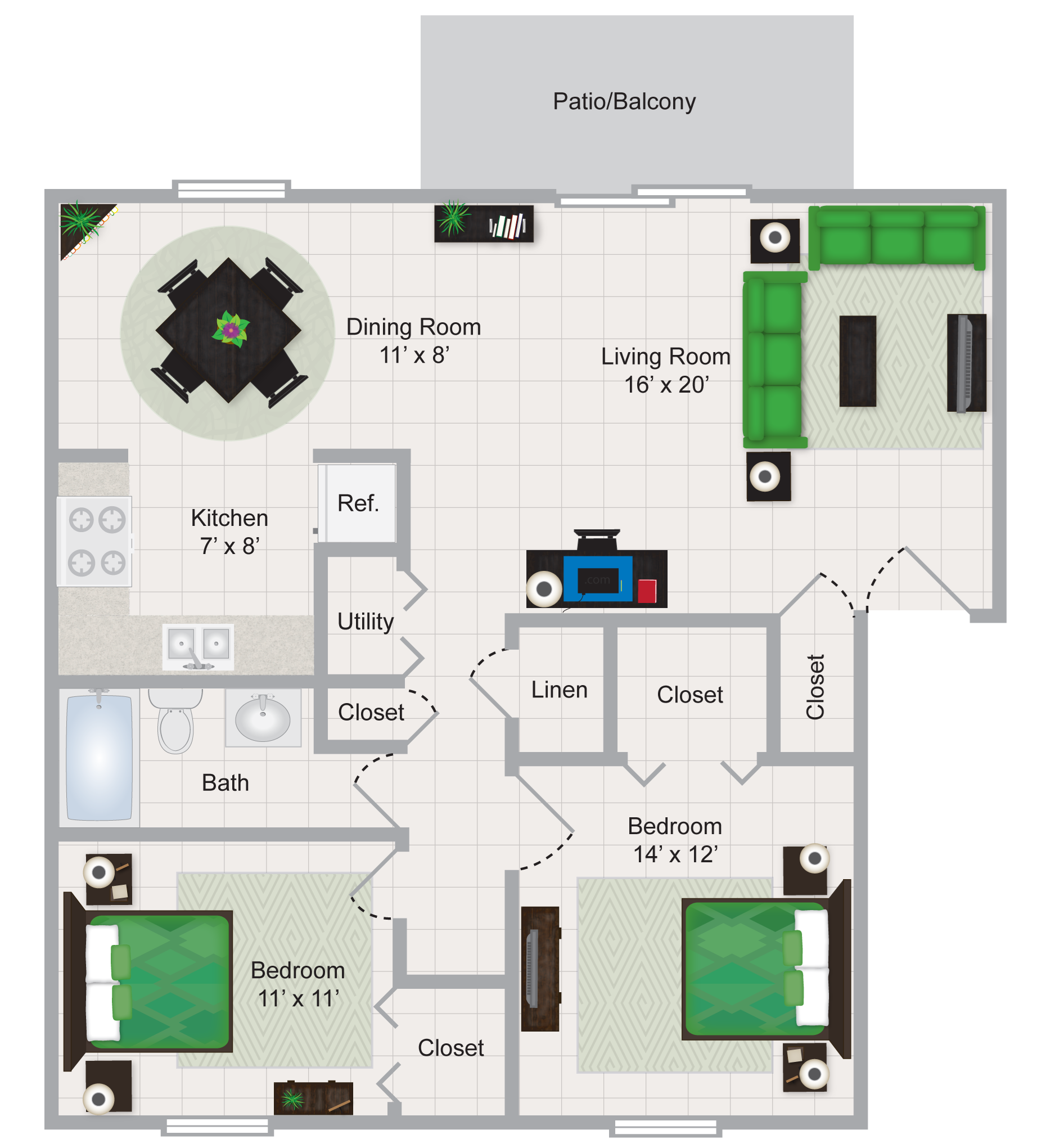 Two Bedroom Apartment Floor Plan 2
