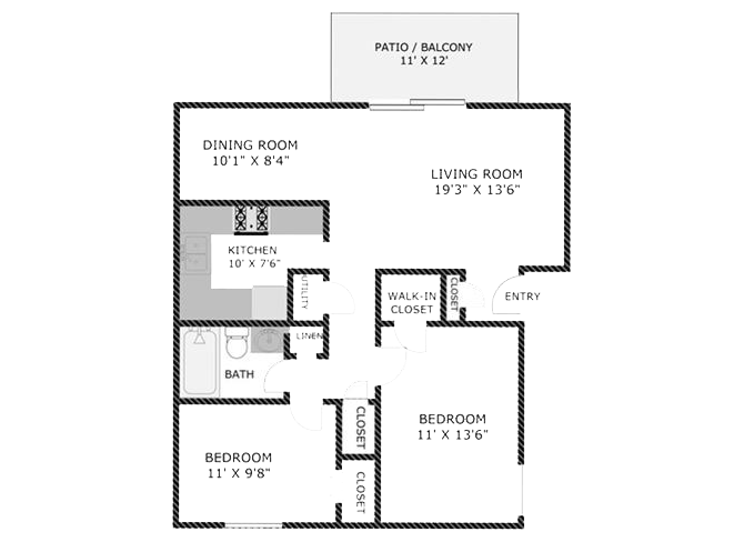 Two Bedroom Apartment Floor Plan 2