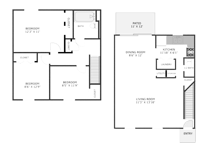 Three Bedroom Townhome Floor Plan 3