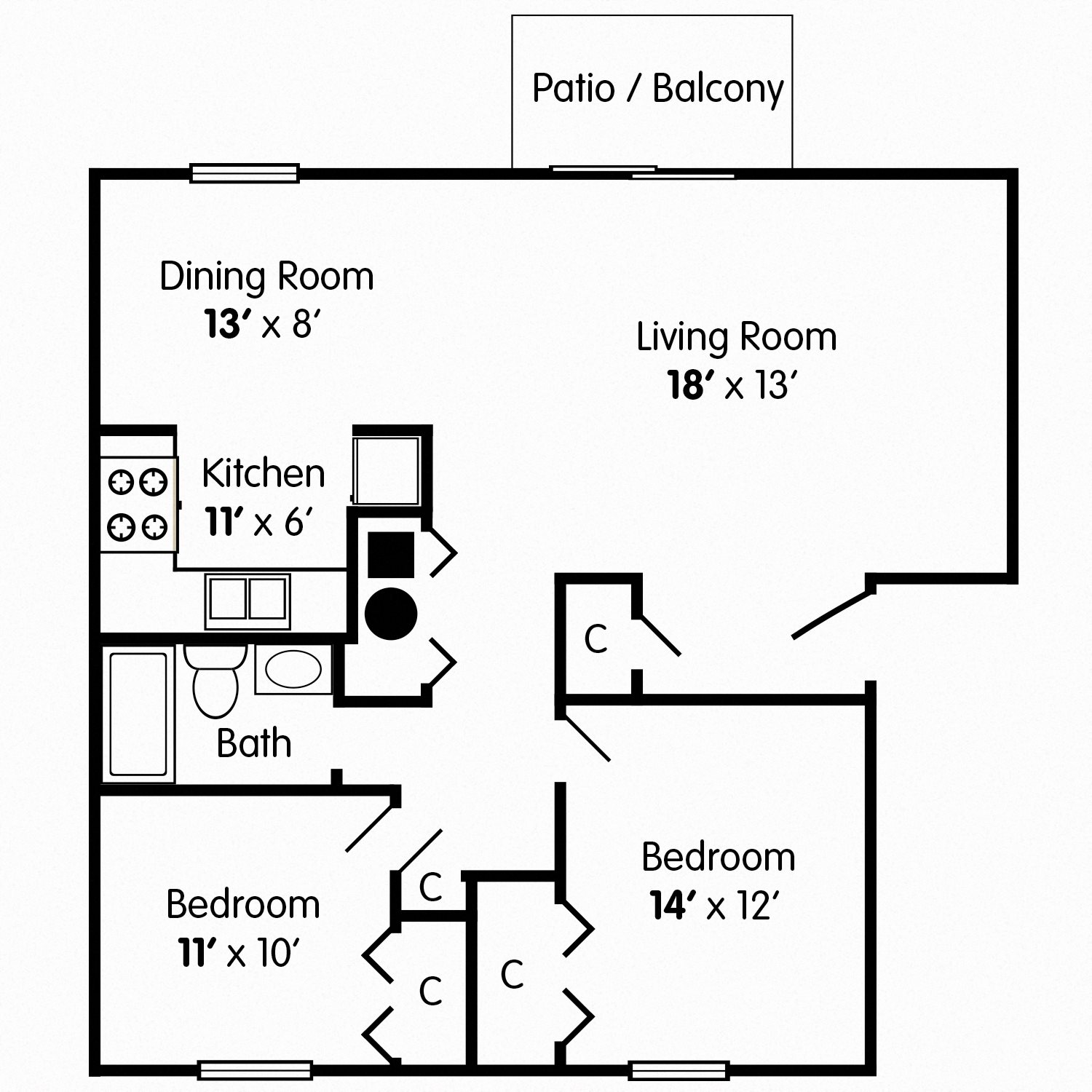 Two Bedroom Apartment Floor Plan 2