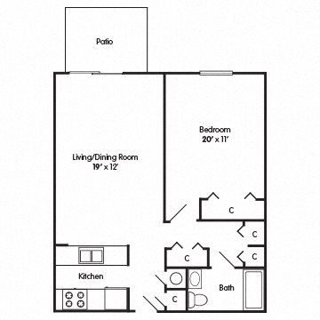 One Bedroom Apartment Floor Plan 1