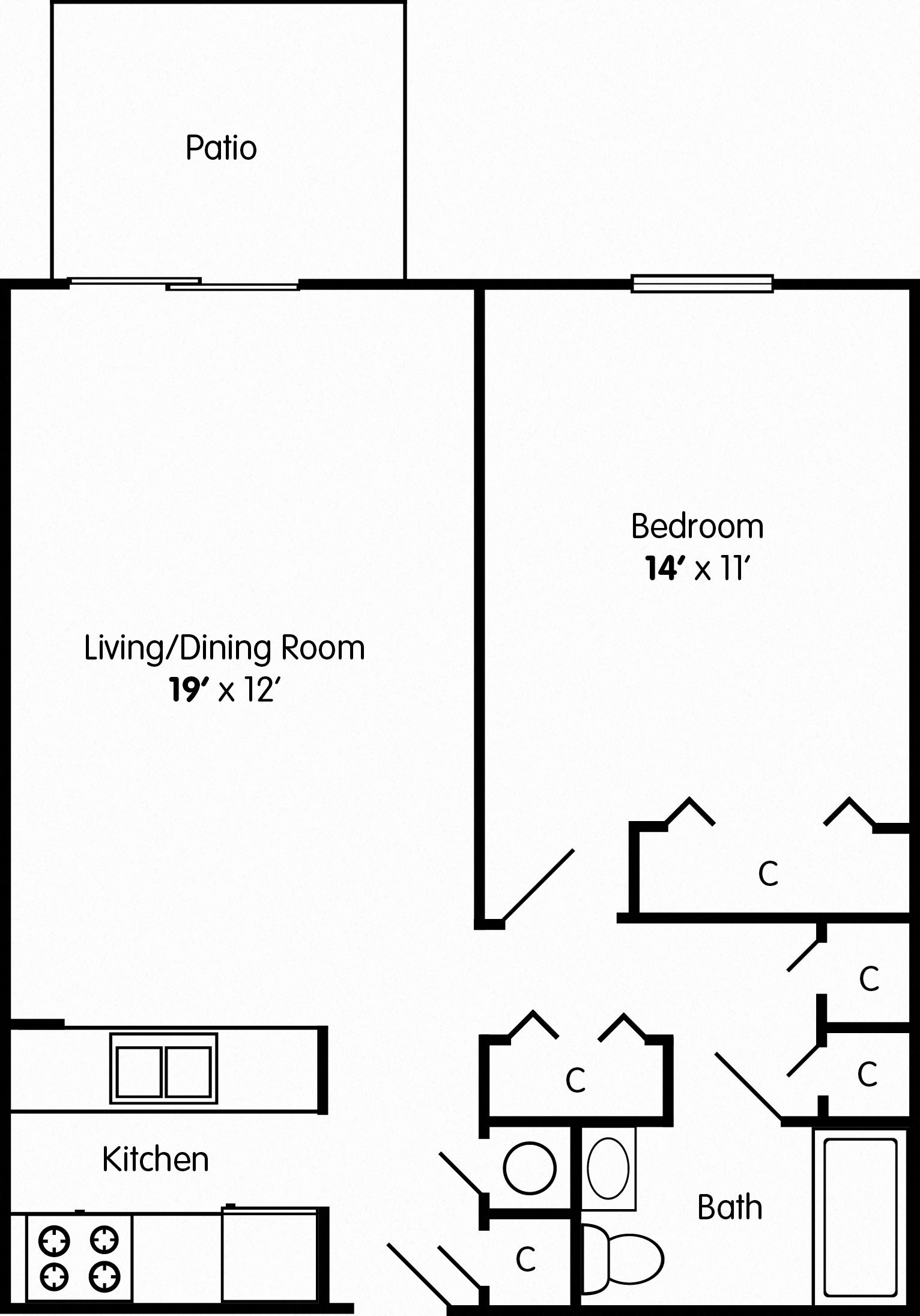 One Bedroom Apartment Home Floor Plan 1