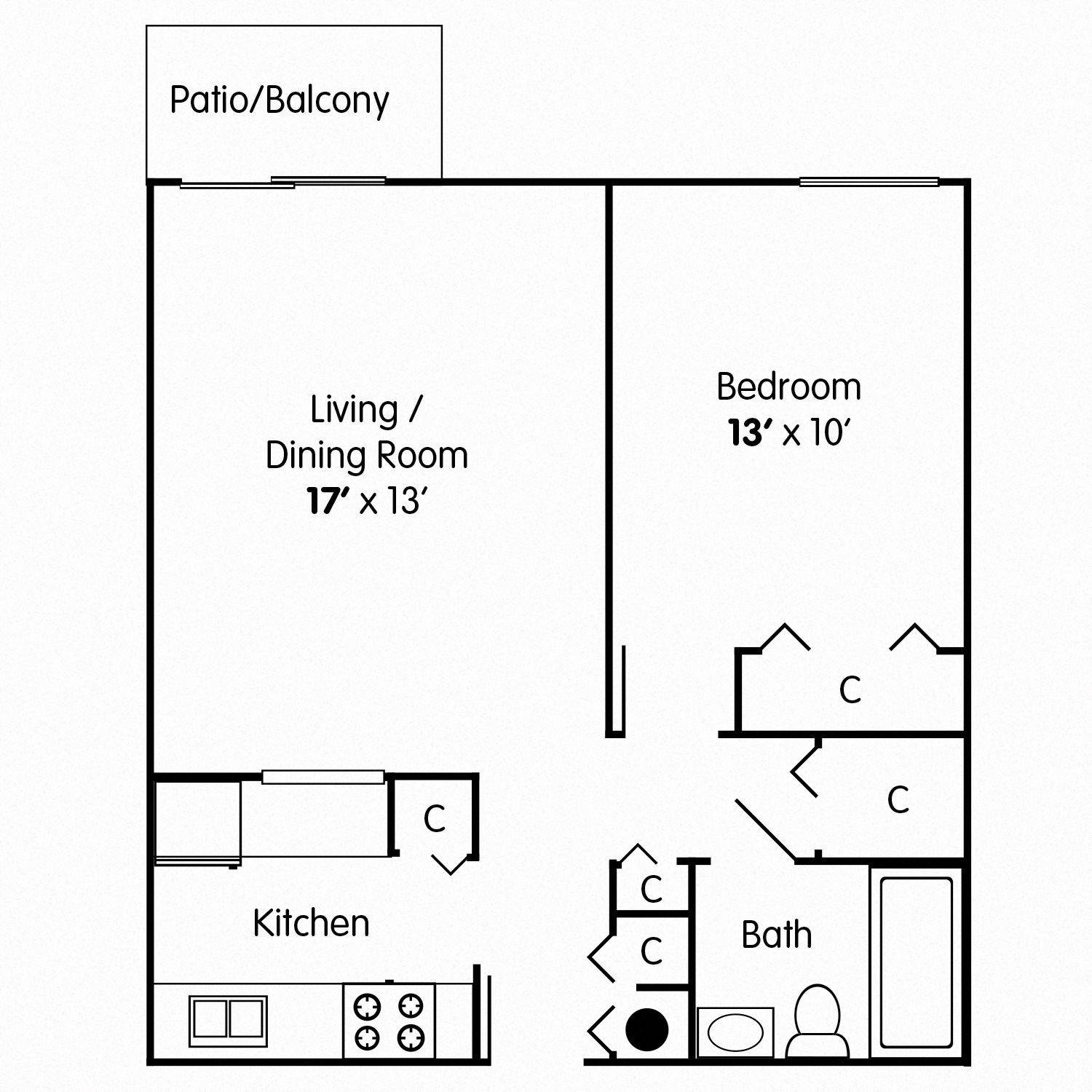 One Bedroom Apartment II Floor Plan 2