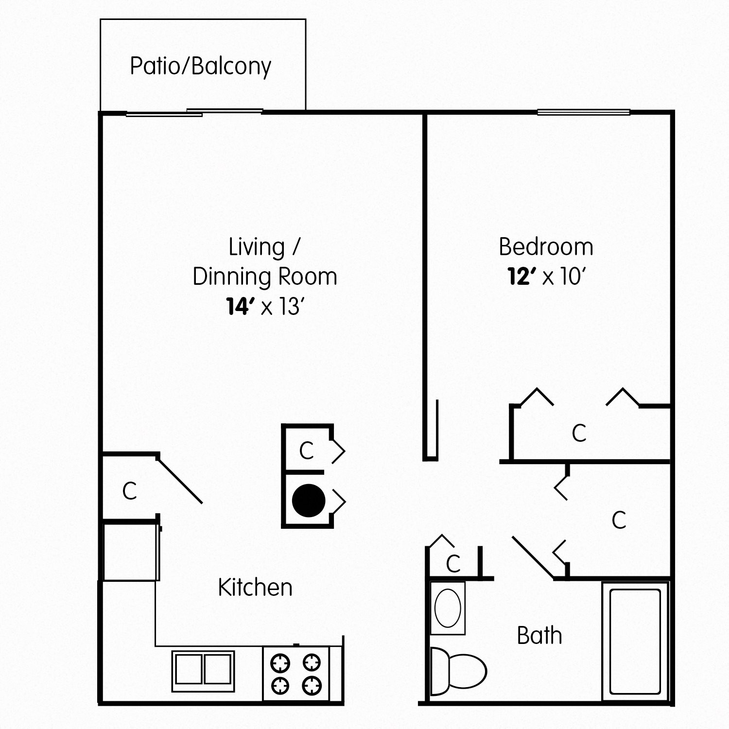 One Bedroom Apartment III Floor Plan 3