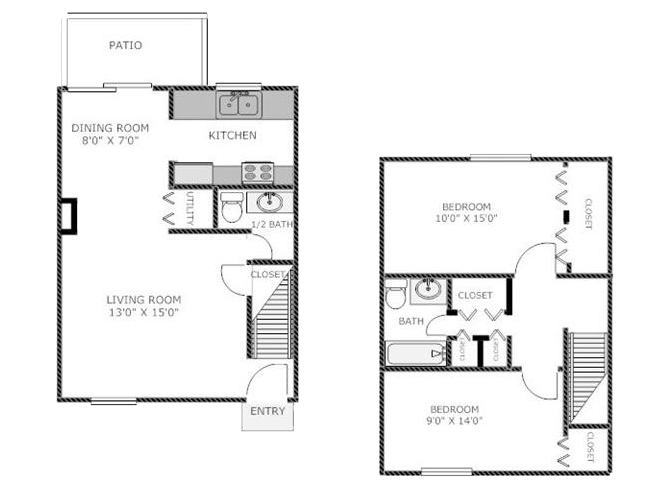 Two Bedroom Townhome Floor Plan 2
