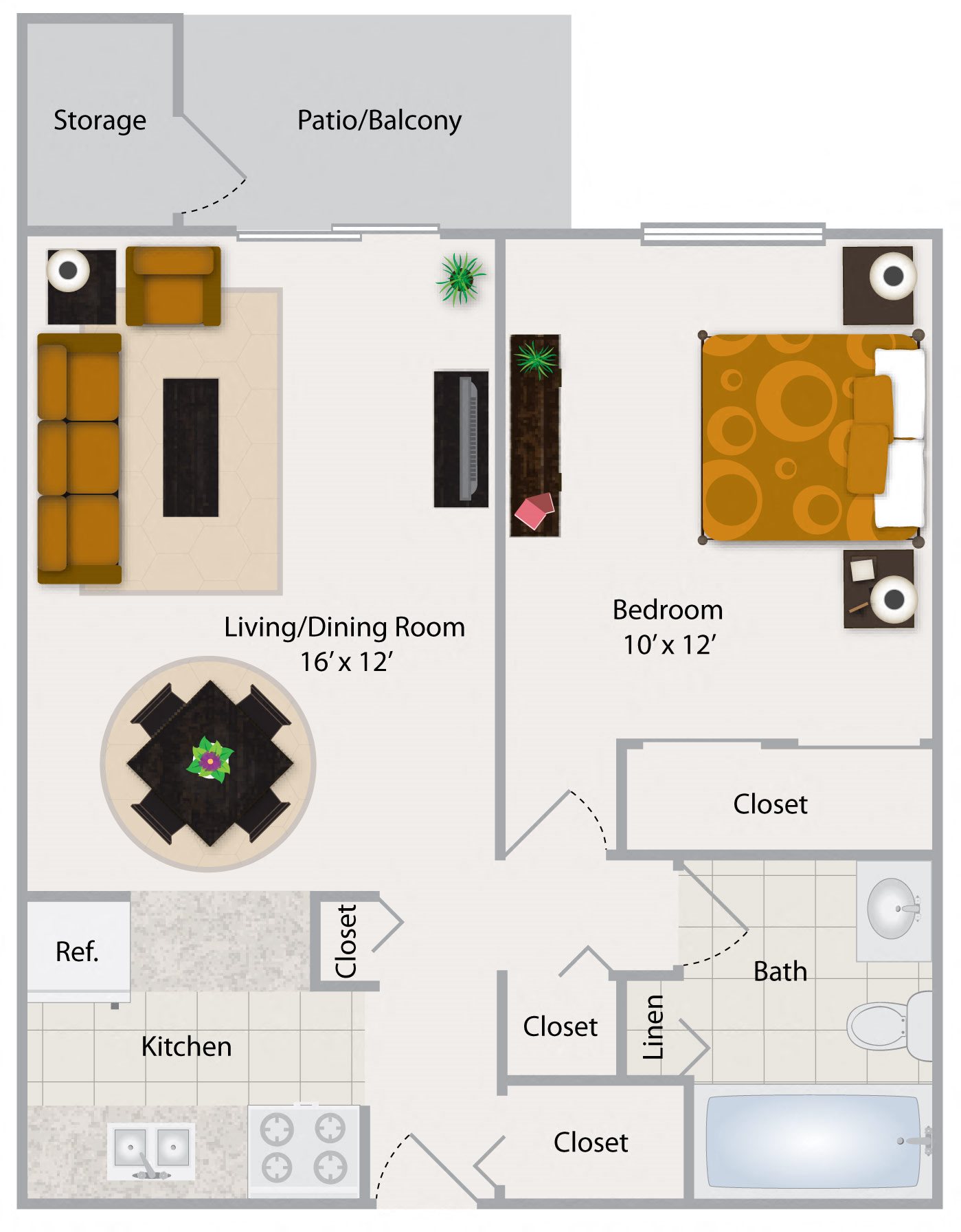 One Bedroom Apartment I Floor Plan 1