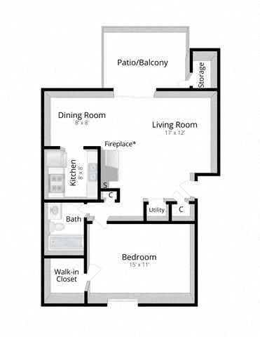One Bedroom Eagle Creek Apartment