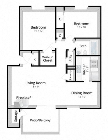 Two Bedroom Apartment Floor Plan 2