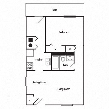 1 Bedroom Apartment: The Abbey Floor Plan 1