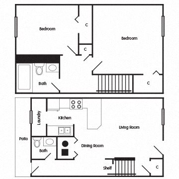 2 Bedroom Townhome: The Conrad Floor Plan 3