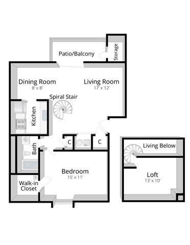 One Bedroom Apartment with Loft Bloomington Indiana