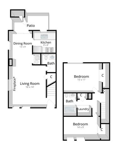 Two Bedroom Townhome Bloomington IN