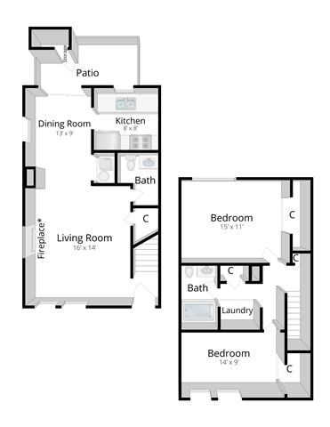 Two Bedroom Townhome Bloomington IN 