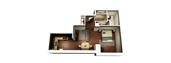 1 Bed 1 Bath 646 sqft Floor Plan at Somerset Place Apartments, Illinois, 60640