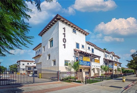 A white building with the number 1101 on it.