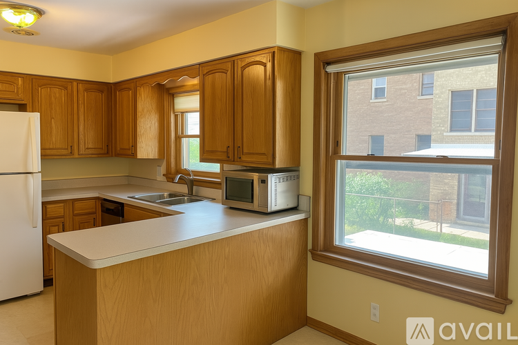 A kitchen with a stove top oven and a microwave.