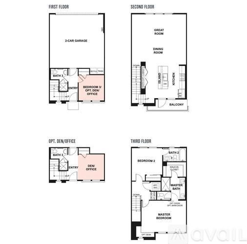 A set of four images showing the layout of a house from different perspectives.