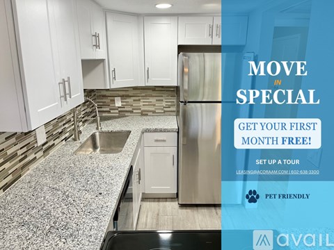A kitchen with a special move in offer.