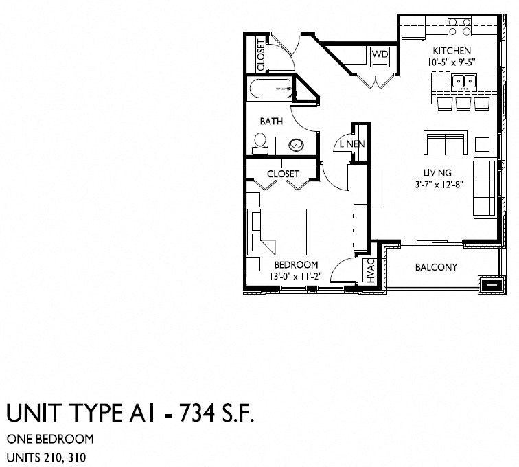 1 bedroom 1 bath A-1