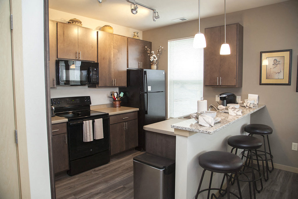 Hoff apartments kitchen in one bedroom apartment