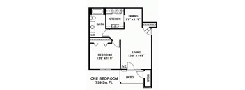 1 Bedroom Floor Plan at Luann Place Apartments, Madison, Wisconsin