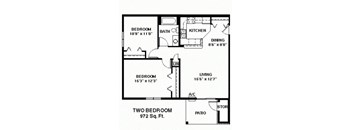 2 Bedroom Floor Plan at Luann Place Apartments, Madison