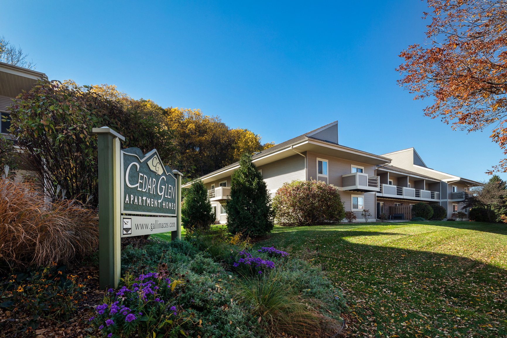a large building with a sign in front of it