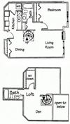 2 Bedroom 2 bath Spiral Loft
