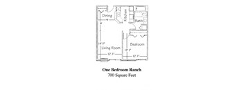 1 Bedroom 1 Bath Ranch