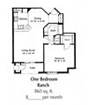 1 Bedroom 1 Bath 860 Sq. Ft.