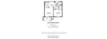 1 Bedroom 1 Bath 896 Sq. Ft.