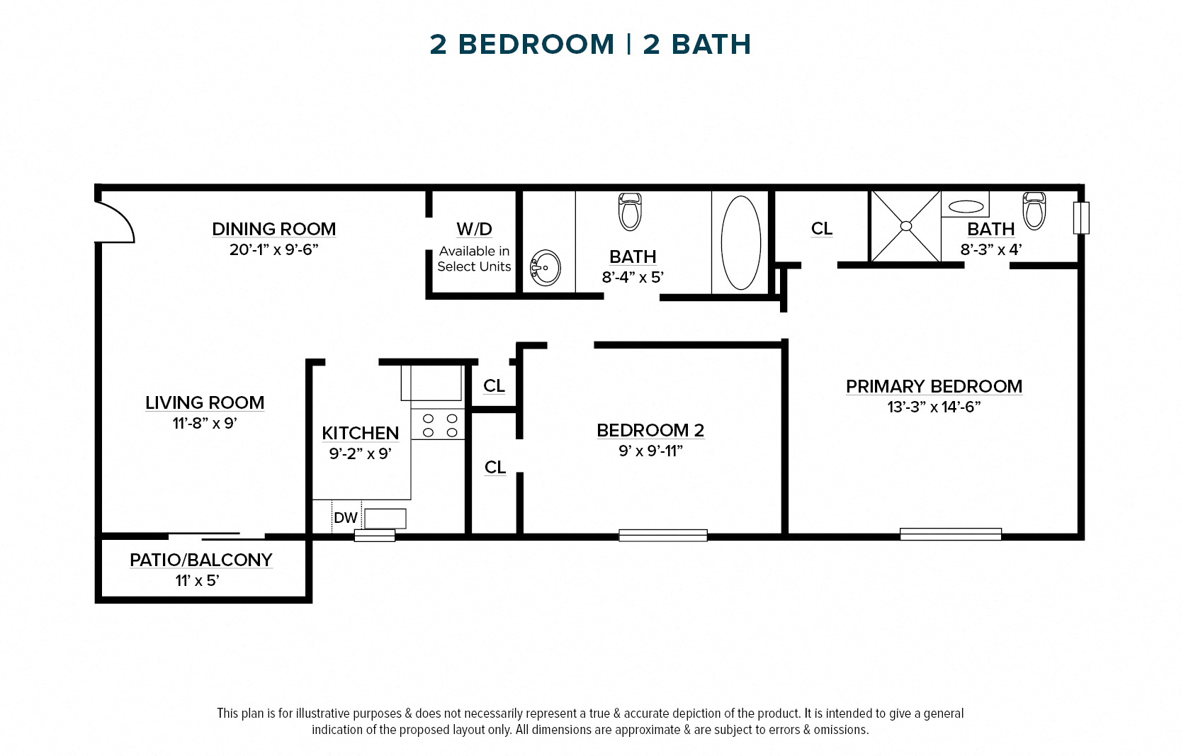 2 Bedroom 2 Bath Apartment