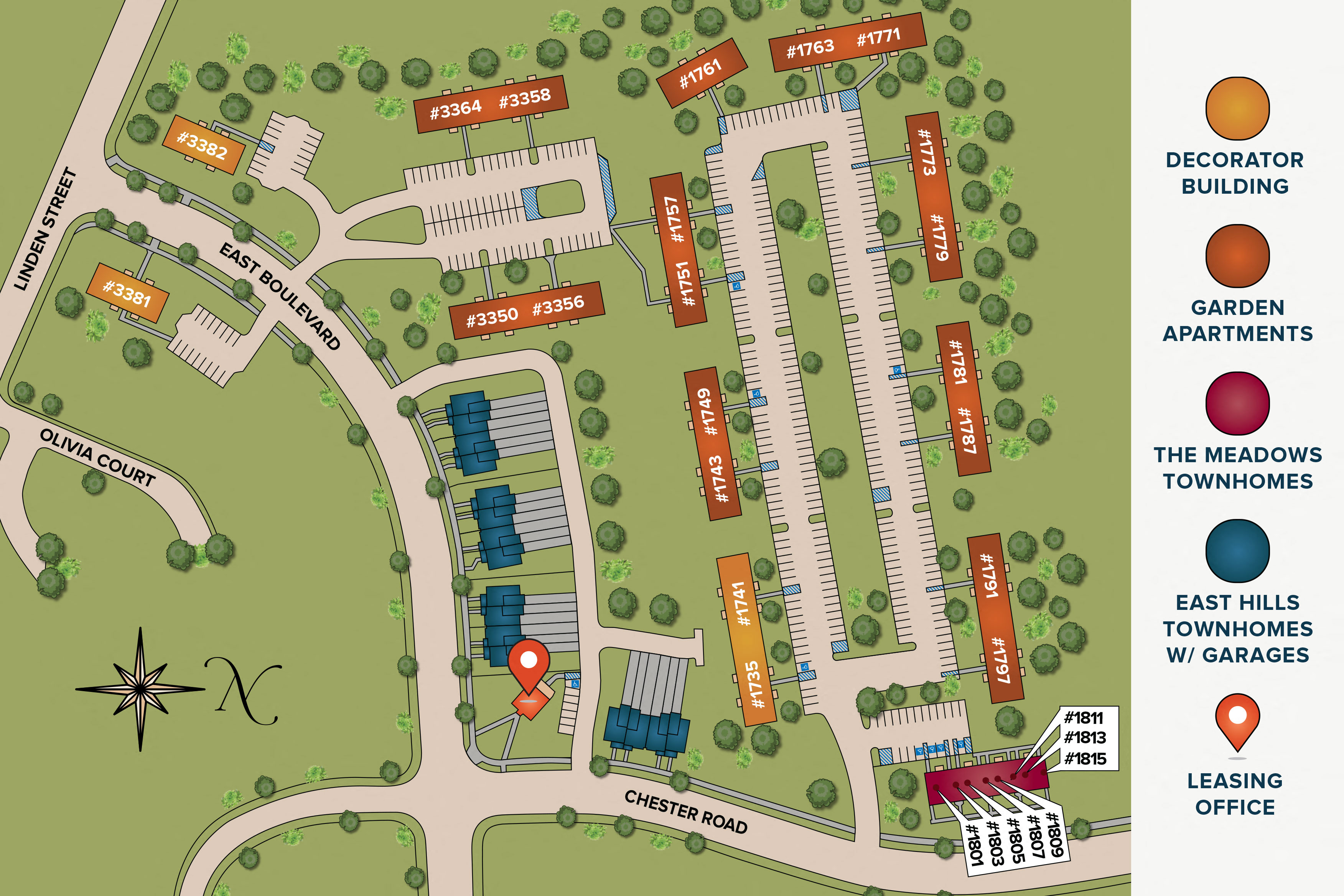 a site map of a hotel and condo site with a parking lot