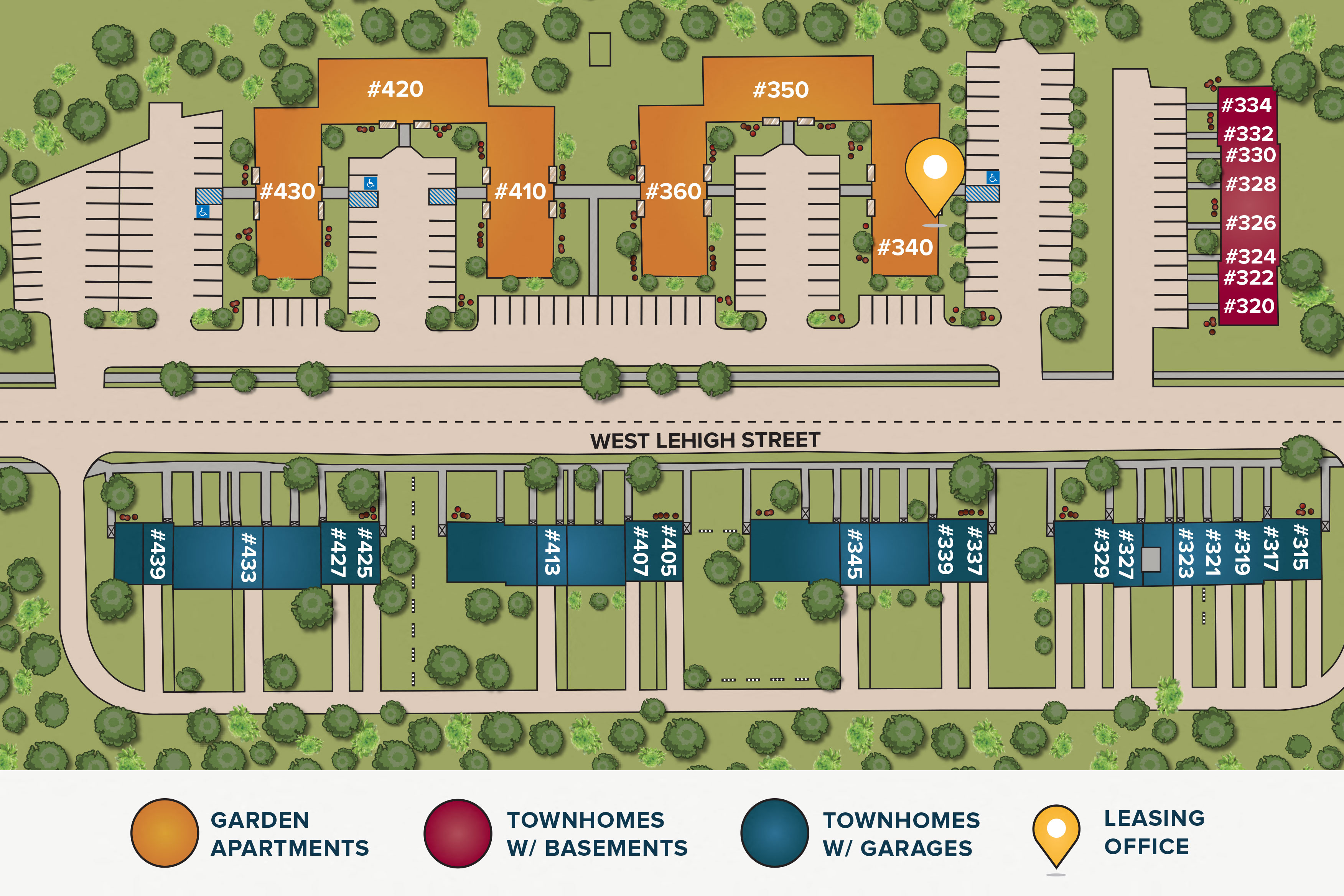 a site plan of a city with a parking lot and buildings