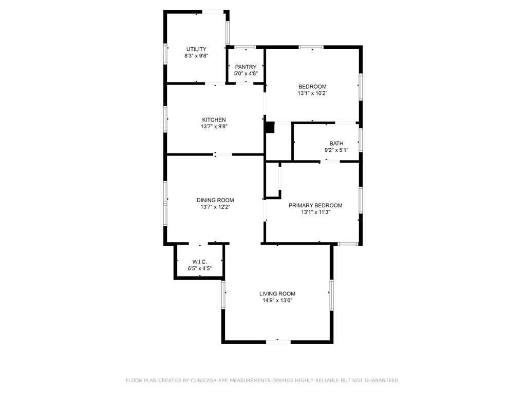 A floor plan of a house with a living room, dining room, kitchen, and bedrooms.