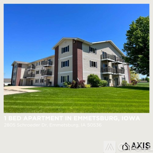 A 1 bedroom apartment in Emmetsburg, Iowa.