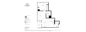 2d floorplan of a 1 bedroom, 1 bathroom unit