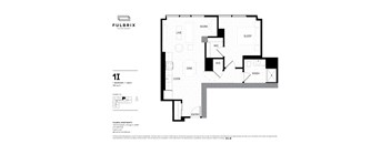 2d floorplan of a 1 bedroom, 1 bathroom unit