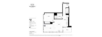 2d floorplan of a 1 bedroom, 1 bathroom unit