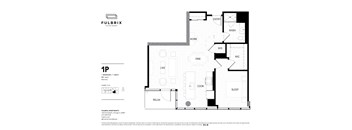 2d floorplan of a 1 bedroom, 1 bathroom unit