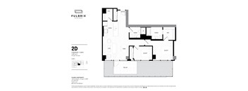 2d floorplan of a 2 bedroom, 2 bathroom unit