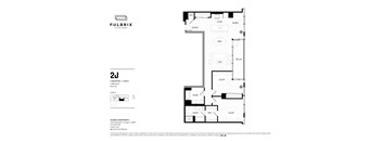 2d floorplan of a 2 bedroom, 2 bathroom unit