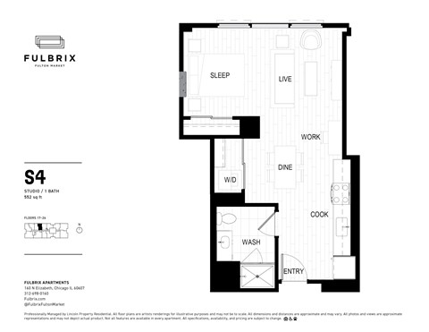 2d floorplan of a Studio apartment with one bathroom